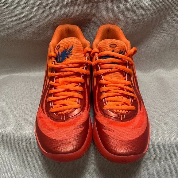 Puma MELO Red and Orange Basketball Sneakers - Picture 3 of 9